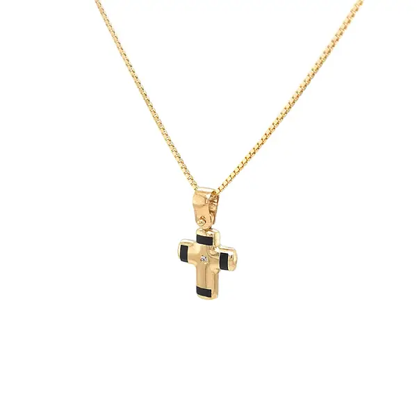 Golden Cross with Zircon