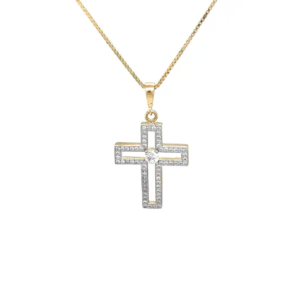 Golden Cross with Zircons