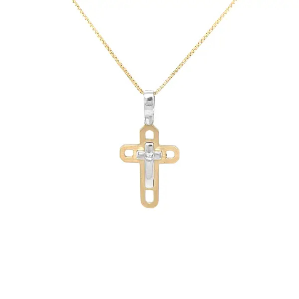 Golden Cross with Zircon
