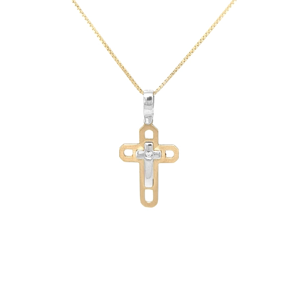 Golden Cross with Zircon
