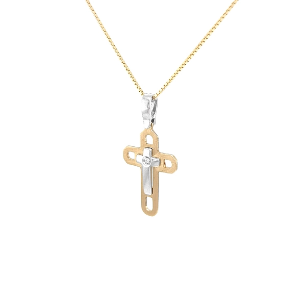 Golden Cross with Zircon
