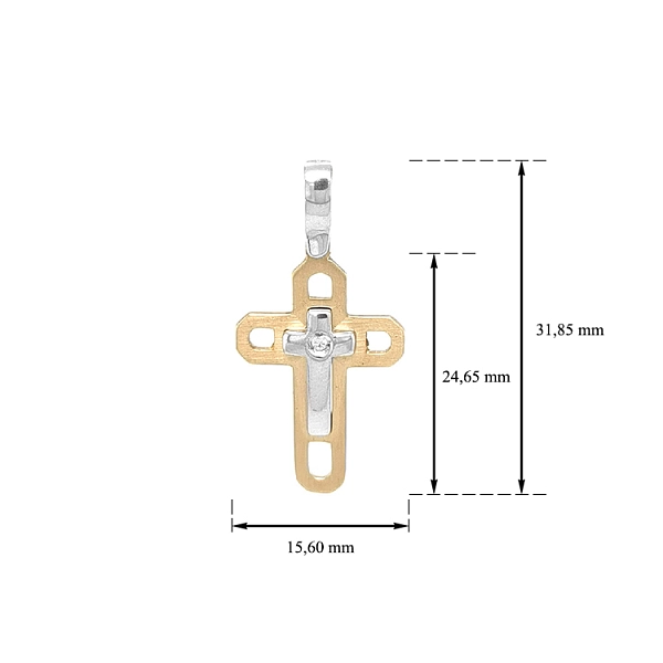 Golden Cross with Zircon