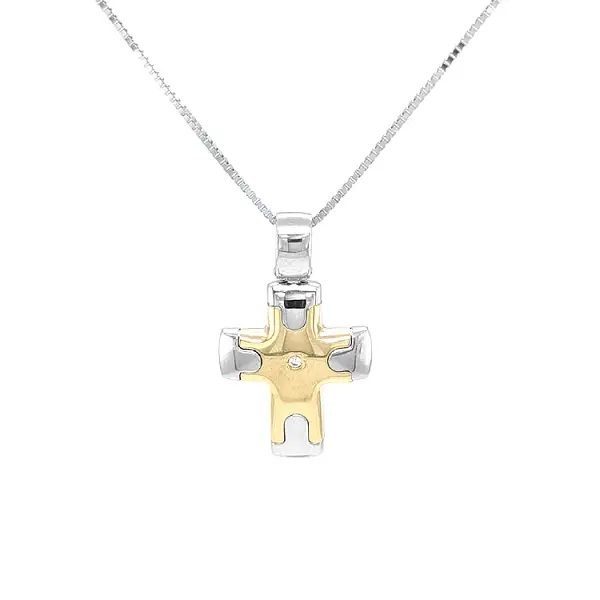 Golden Cross with Zircon made of Combined Gold