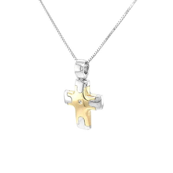 Golden Cross with Zircon made of Combined Gold