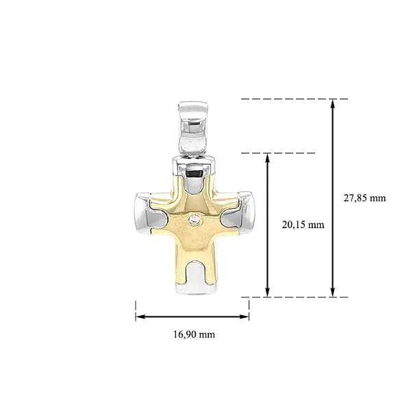 Golden Cross with Zircon made of Combined Gold