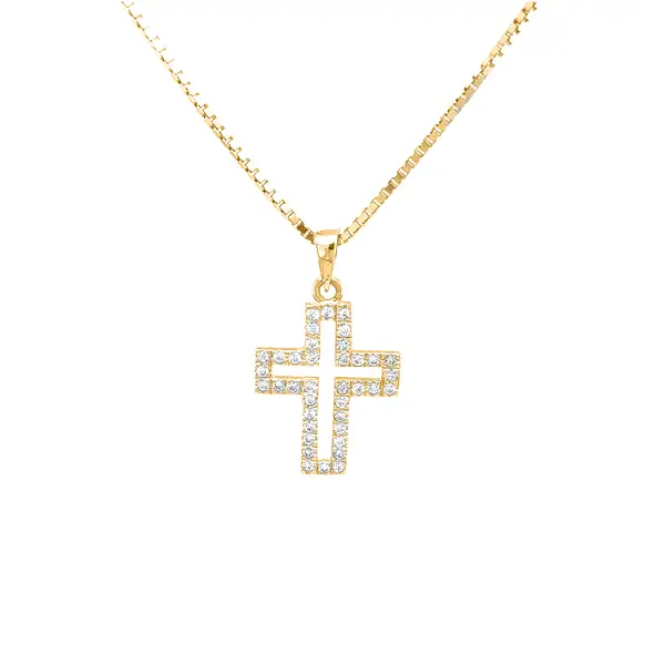 Golden Cross with Zircons