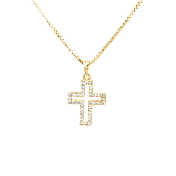 Golden Cross with Zircons