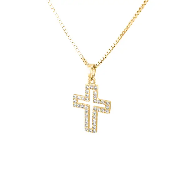 Golden Cross with Zircons