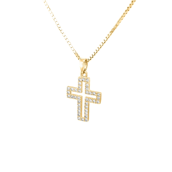 Golden Cross with Zircons