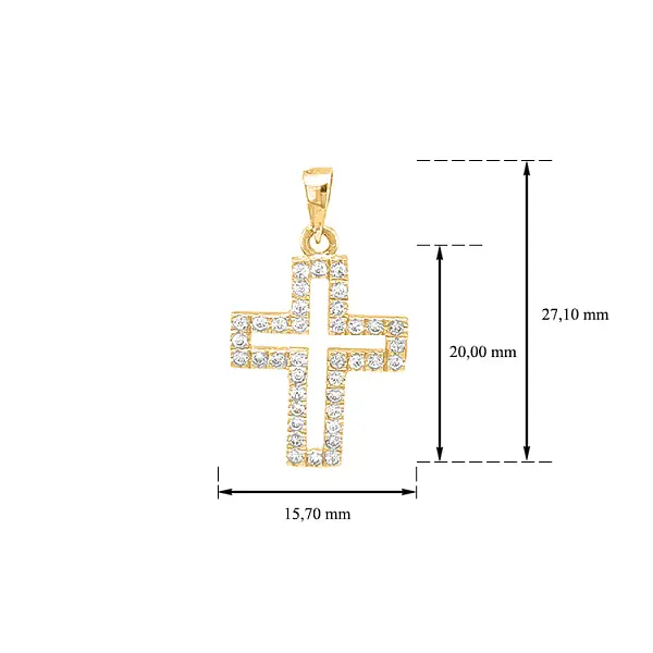 Golden Cross with Zircons