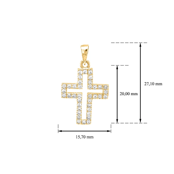 Golden Cross with Zircons