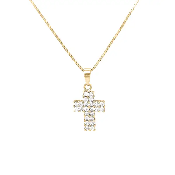Golden Cross with Zircons
