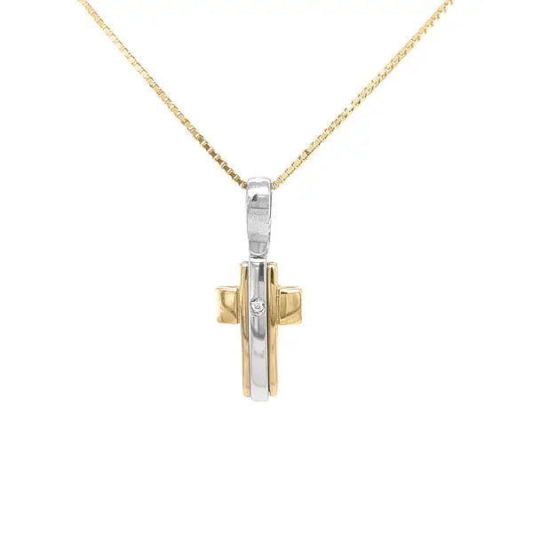 Golden Cross with Zircon