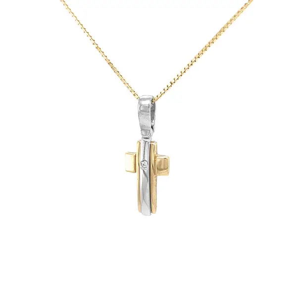 Golden Cross with Zircon