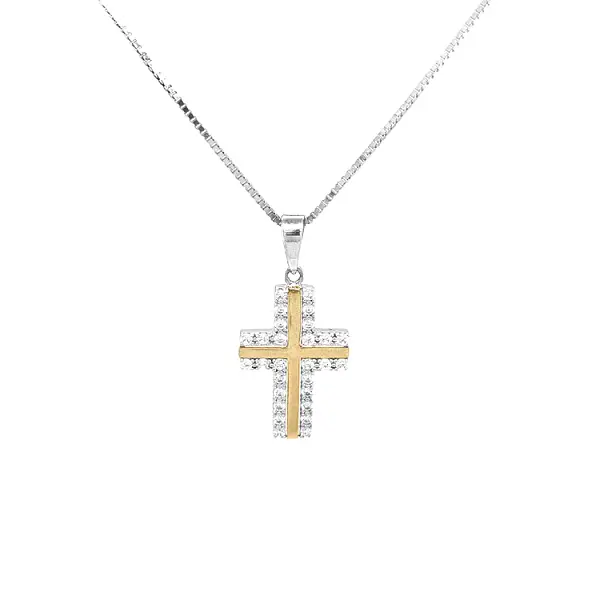 Golden Cross with Zircons