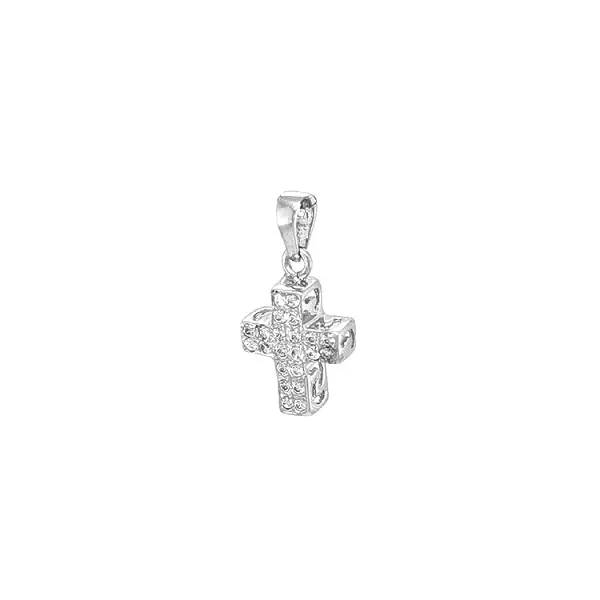 Gold Pendant Cross with Zircons