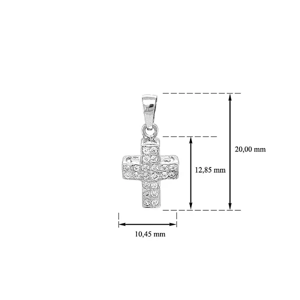 Gold Pendant Cross with Zircons