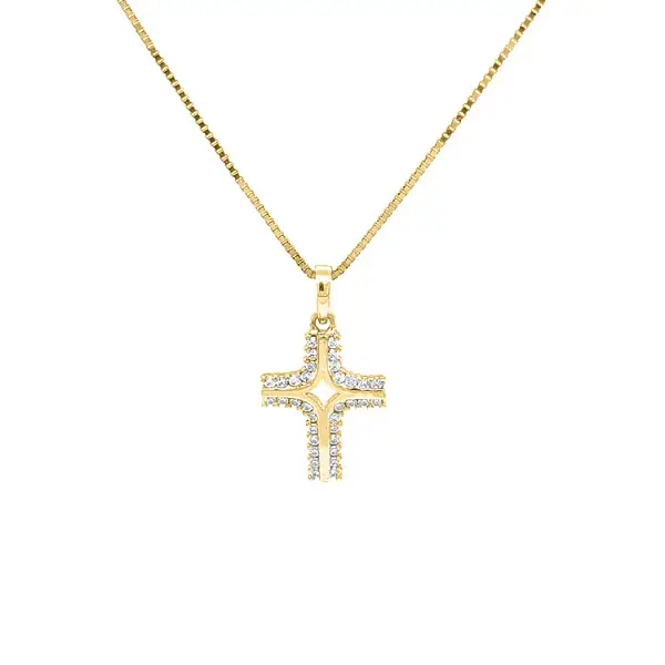 Golden Cross with Zircons