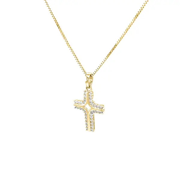 Golden Cross with Zircons