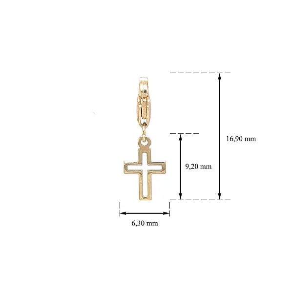 Gold Pendant for Bracelet Cross