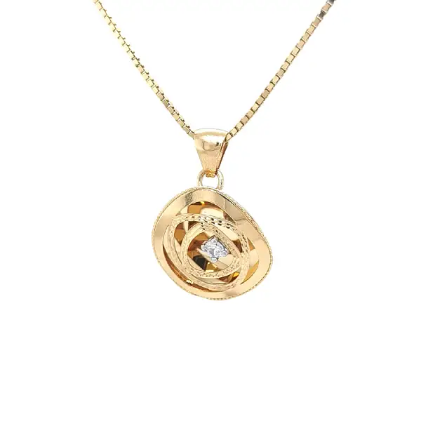 Gold Pendant with Zircon