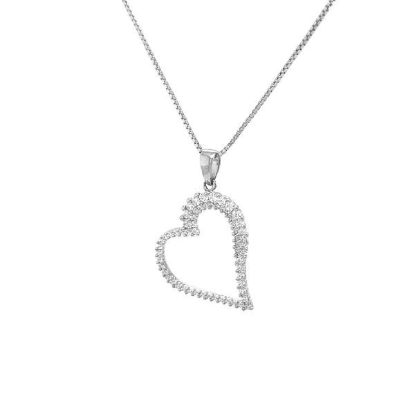 Gold Pendant Heart with Zircons