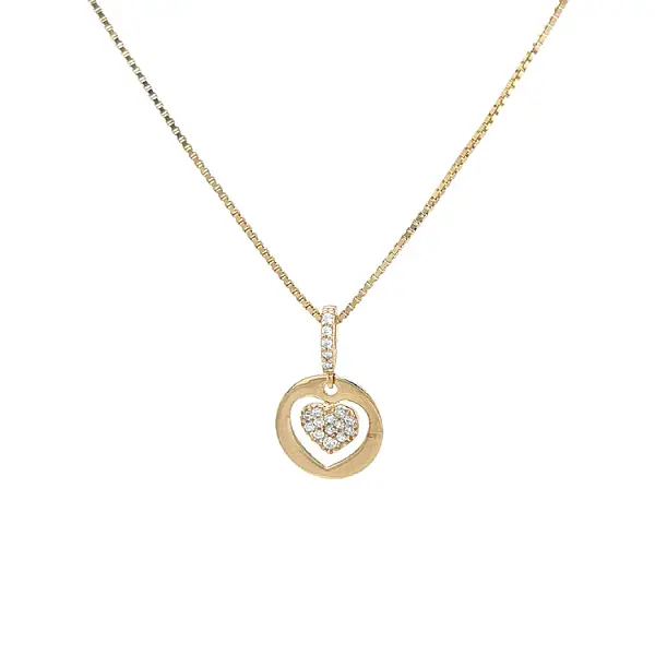 Gold Pendant Heart with Zircons
