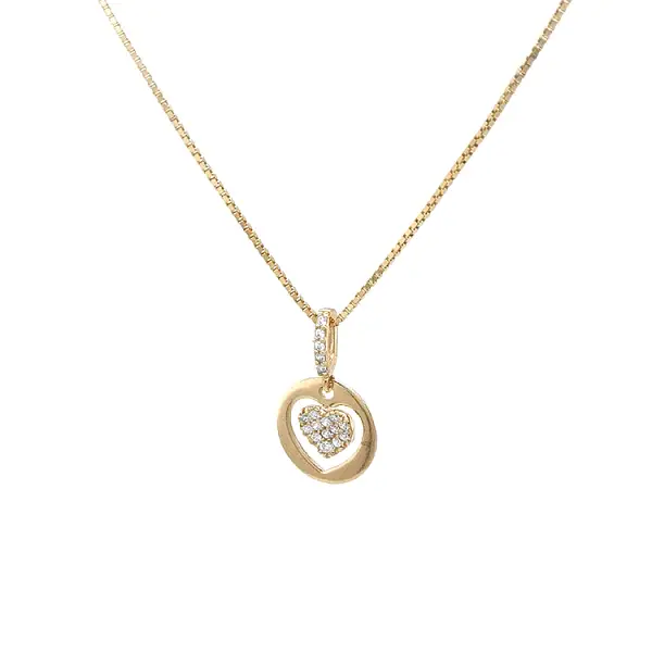 Gold Pendant Heart with Zircons