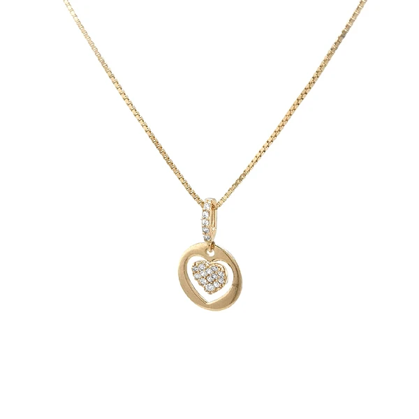 Gold Pendant Heart with Zircons