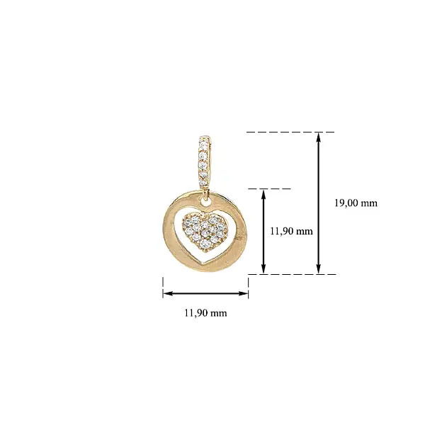 Gold Pendant Heart with Zircons