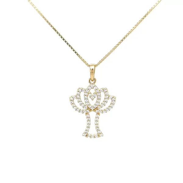 Gold Pendant Tree with Zircons