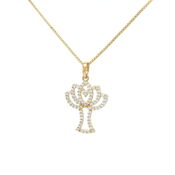 Gold Pendant Tree with Zircons