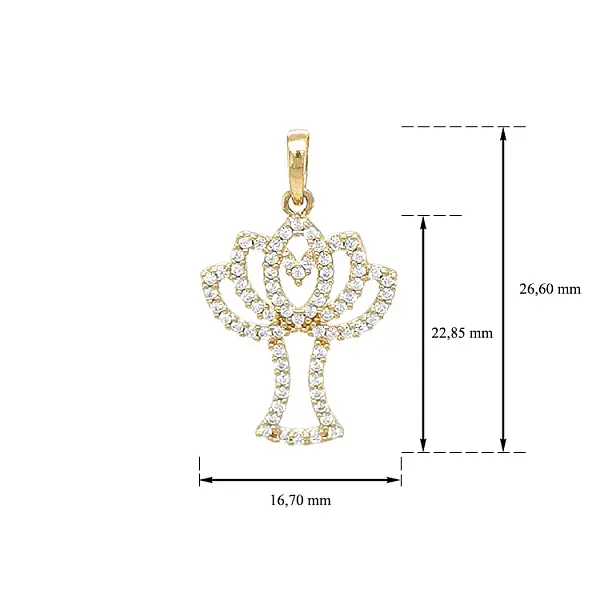 Gold Pendant Tree with Zircons