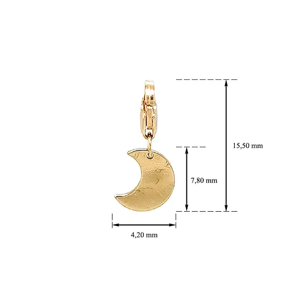 Gold Pendant for Bracelet Crescent