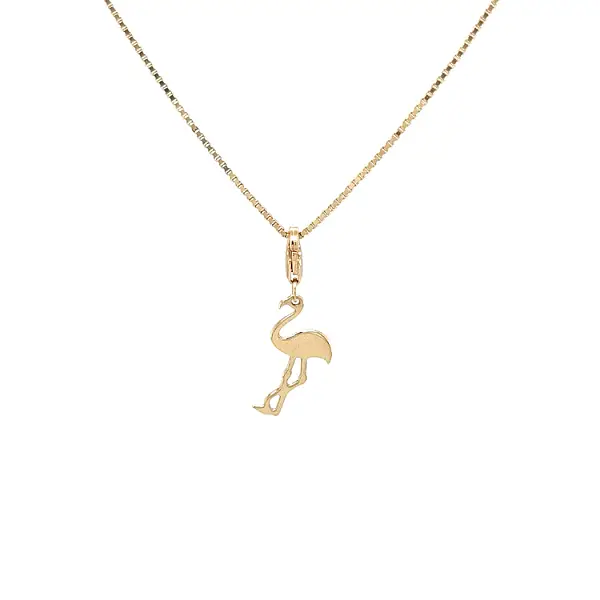 Gold Pendant for Bracelet Flamingo