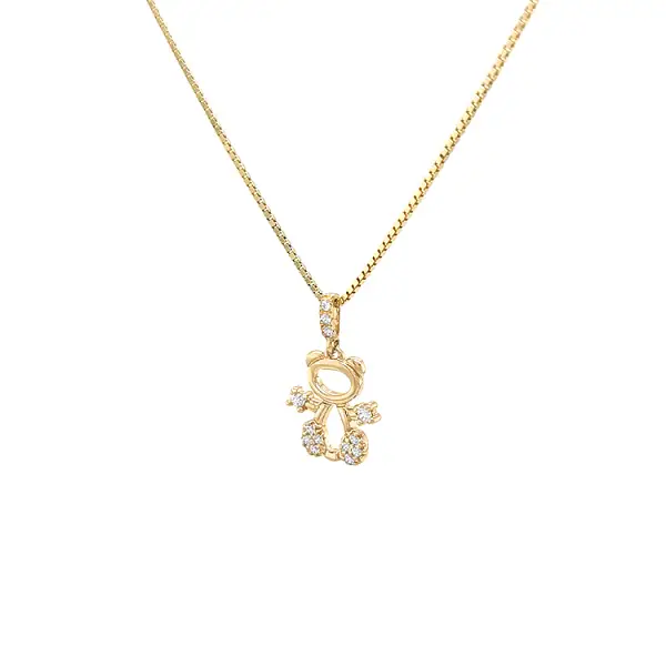 Gold Teddy Bear Pendant with Zircons