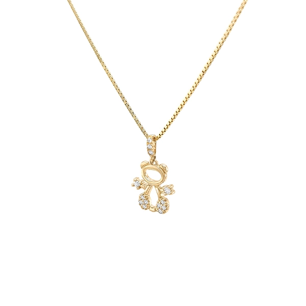 Gold Teddy Bear Pendant with Zircons