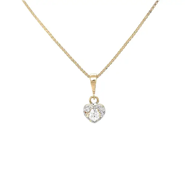 Gold Pendant Heart with Zircons