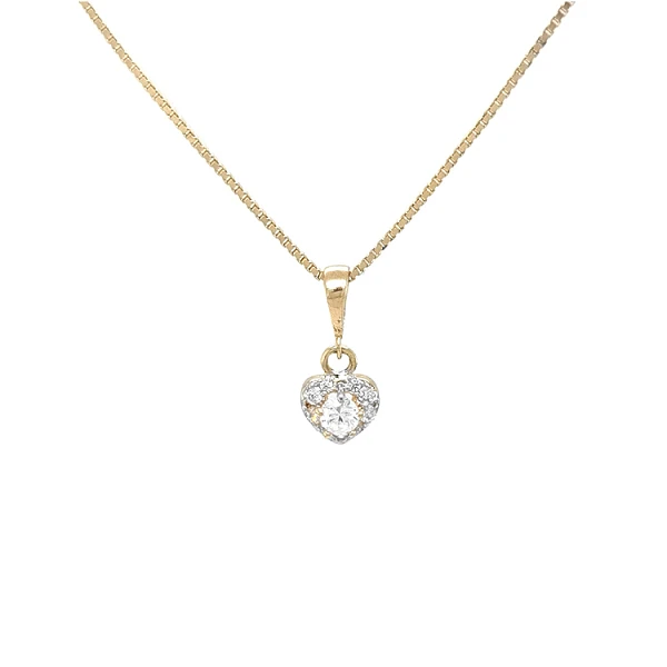 Gold Pendant Heart with Zircons