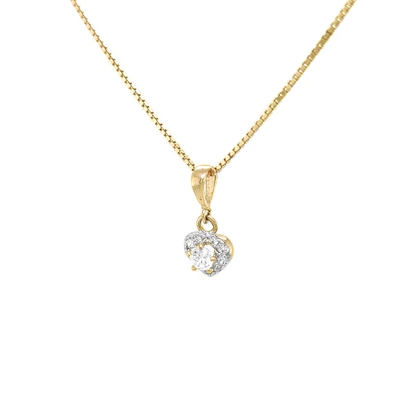 Gold Pendant Heart with Zircons