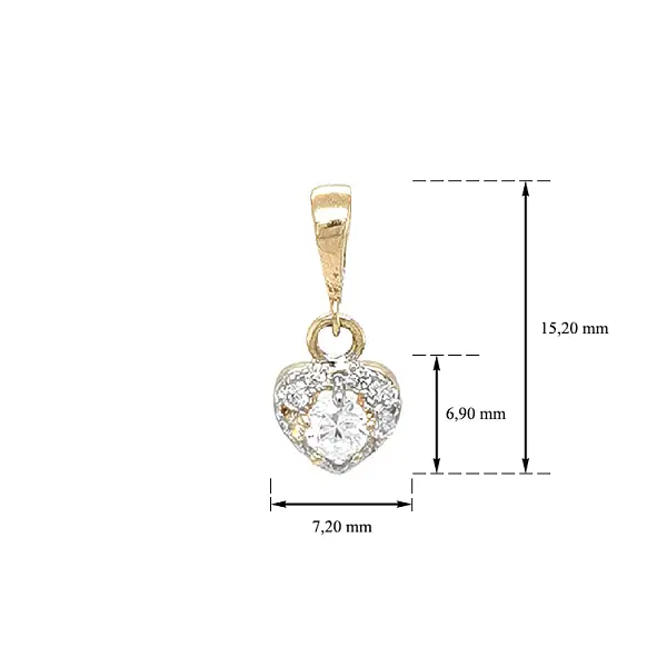 Gold Pendant Heart with Zircons