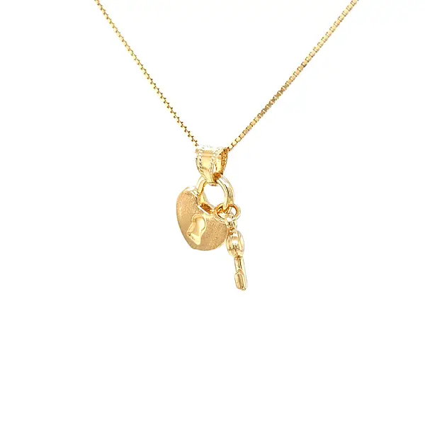 Gold Pendant Lock and Key