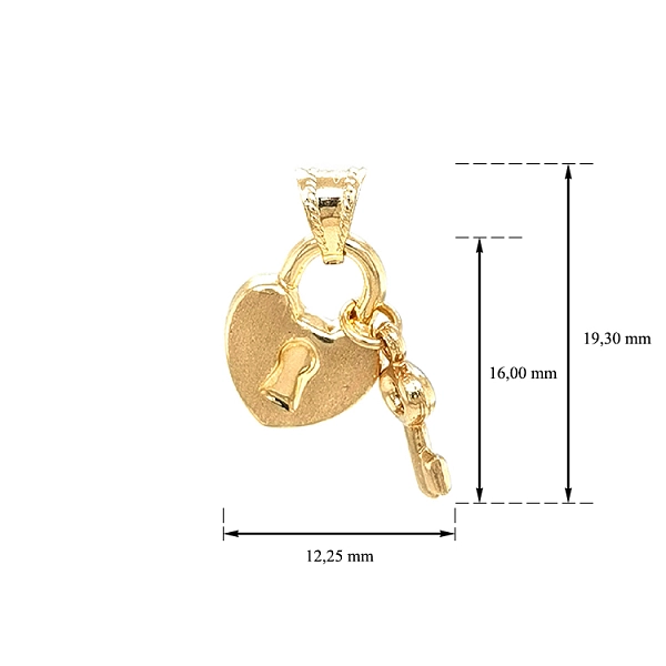 Gold Pendant Lock and Key