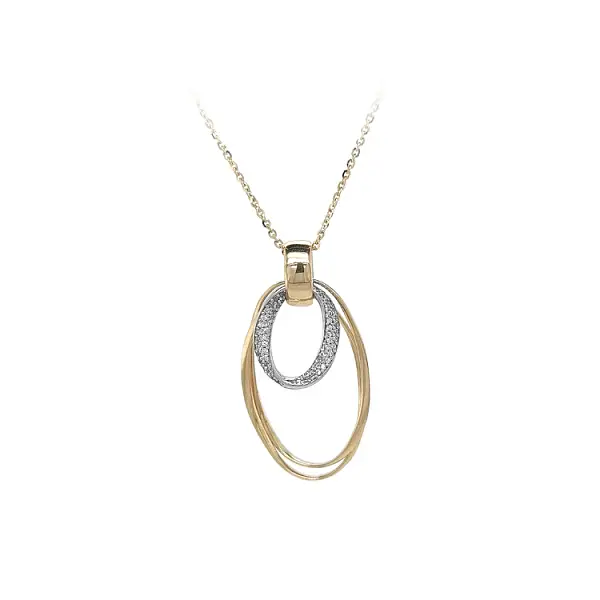 Gold Necklace with Zircones in Combination Gold