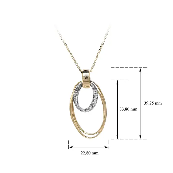 Gold Necklace with Zircones in Combination Gold