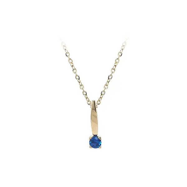 Gold Necklace with Blue Stone