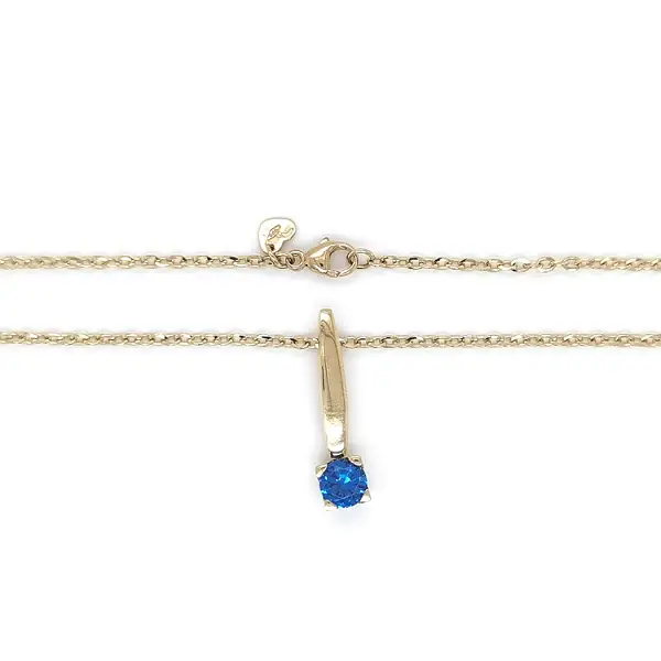 Gold Necklace with Blue Stone