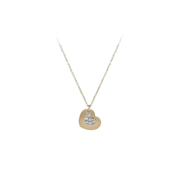 Gold Heart Necklace with Zirconias