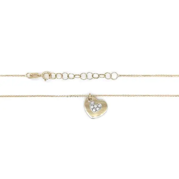 Gold Heart Necklace with Zirconias