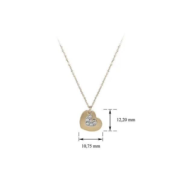 Gold Heart Necklace with Zirconias